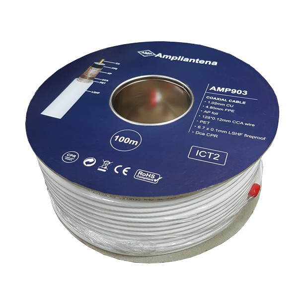 Cable coaxial CU blanco LSHF CPR Dca 100m